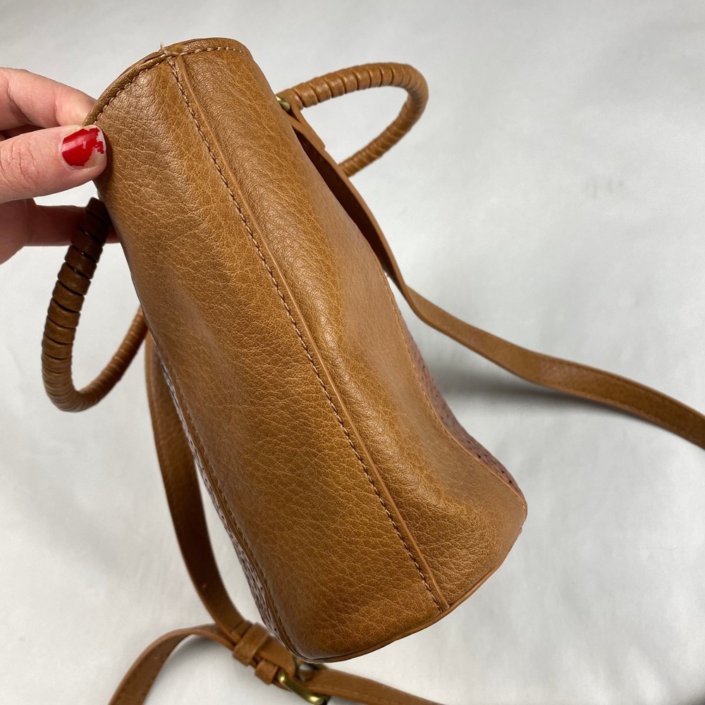 Anthropologie Tobacco Mini Crossbody Purse Brown Textured - Picture 9 of 16